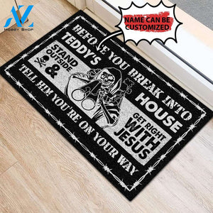 Personalized Doormat Skull Stand Outside And Get Right