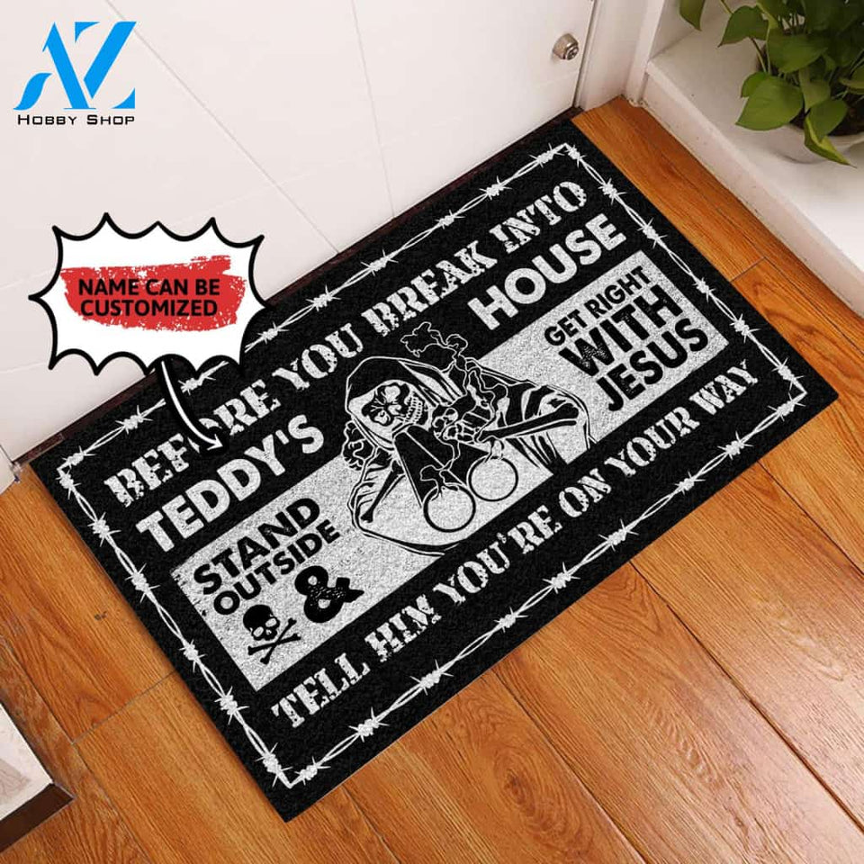 Personalized Doormat Skull Stand Outside And Get Right | WELCOME MAT | HOUSE WARMING GIFT