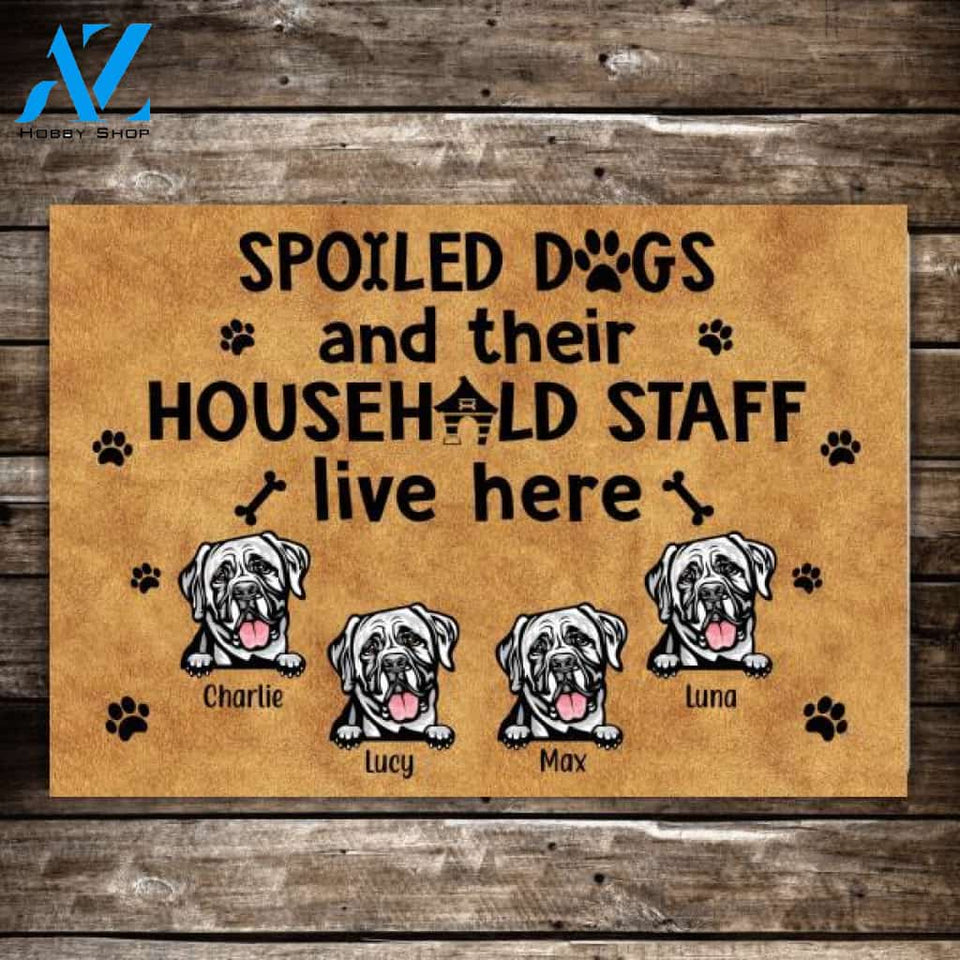 Personalized Doormat, Spoiled Dogs, Up to 4 Dogs, Gifts for Dog Lovers