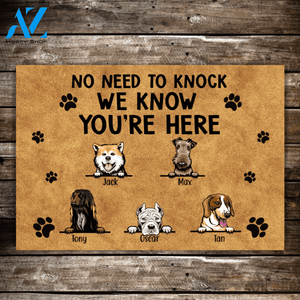 Personalized Doormat, Up to 5 Dogs No Need To Knock Gifts For Dog Lovers