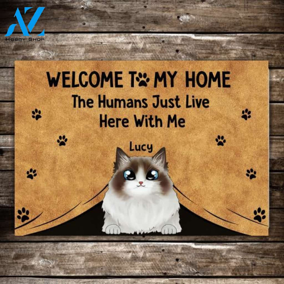 Personalized Doormat, Welcome To My Home, Up to 6 Cats, Gifts for Cat Lovers
