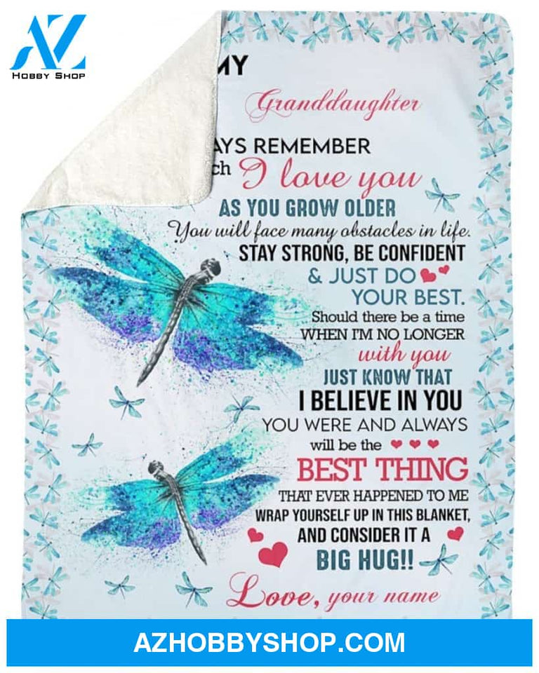 Personalized Dragonfly, Special Gift For Granddaughter Blanket Unique Gifts