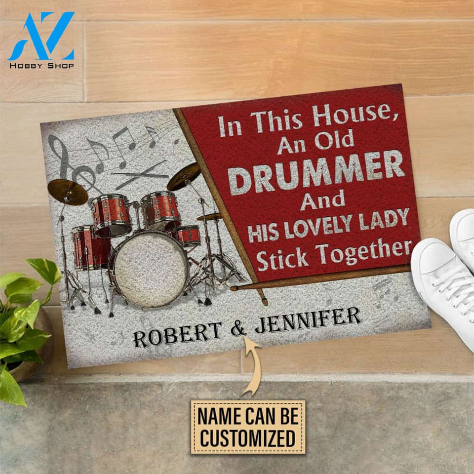 Personalized Drum Old Couple In The House Customized Doormat