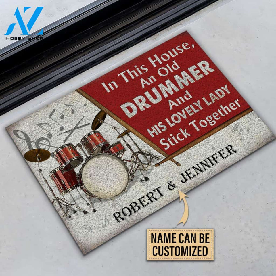 Personalized Drum Old Couple In The House Customized Doormat