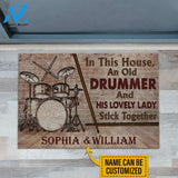 Personalized Drum Old Couple In This House Wood Customized Doormat