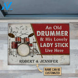 Personalized Drum Old Couple Live Here Customized Doormat