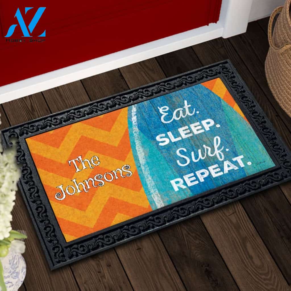 Personalized Eat Sleep Surf Repeat Doormat - 18