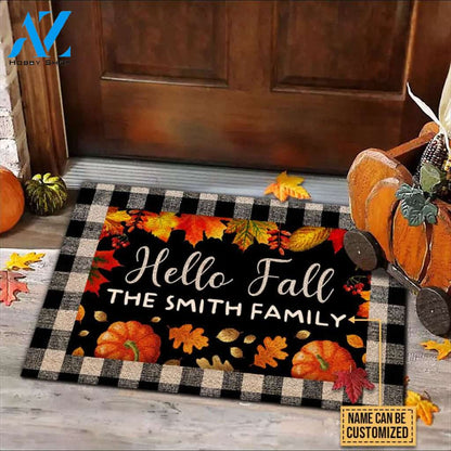 Personalized Fall Hello Fall Pumpkin Indoor And Outdoor Doormat Gift For Halloween Thanksgiving Christmas Birthday Gift Decor Warm House Gift Welcome Mat