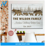 Personalized Family Bear Name And Date Wall Art Canvas