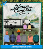 Personalized Family Blanket, Gift Idea For The Whole Family, Camping Lovers - 3 Parents 2 Kids Camping Blanket