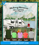 Personalized Family Blanket, Gift Idea For The Whole Family, Camping Lovers - Granddad & 4 Kids Camping Quilt