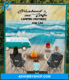 Personalized Family camping blanket gift idea for the whole family, camping lovers - Parents & 1 Kid beach camping quilt blanket