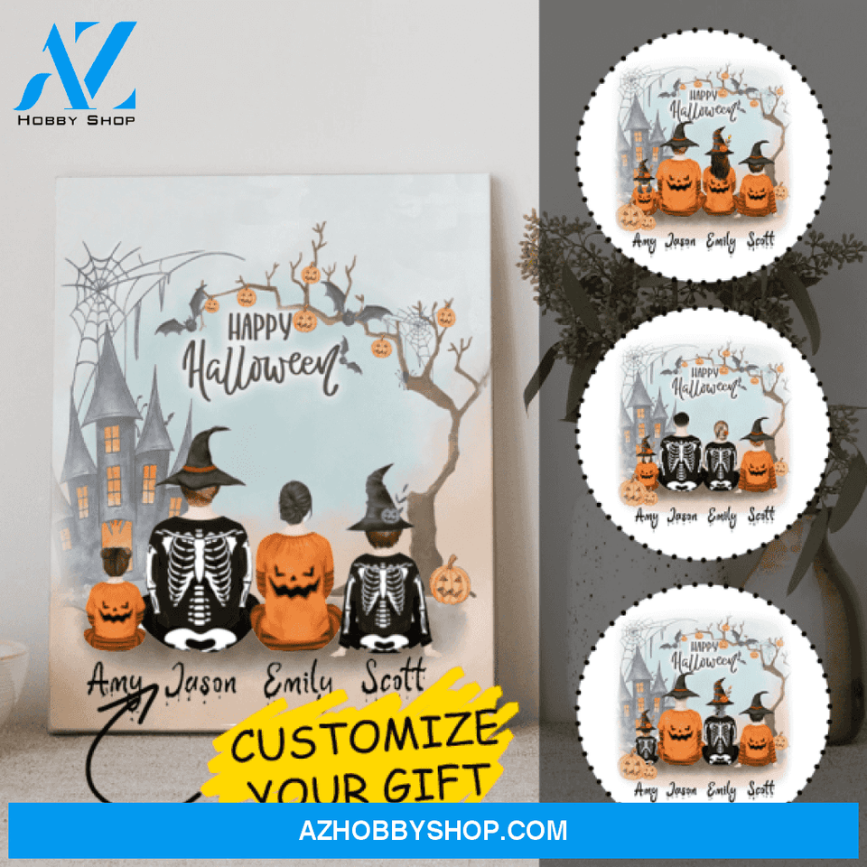 Personalized Family Canvas Art - Halloween Themed Gifts - Best Family Gifts 2021