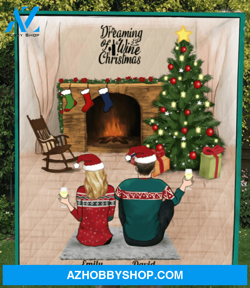 Personalized Family Christmas Gifts For The Whole Family Quilt Blanket, Dog and Cat Lovers - Parents With Kids & Pets - Upto 4 people - Merry Christmas