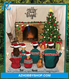 Personalized Family Christmas Gifts For The Whole Family Quilt Blanket - Parents, 1 Kid, 2 Teens & 1 Pet - Merry Christmas