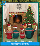 Personalized Family Christmas Gifts For The Whole Family Blanket - Parents With 1 Teenager & 1 Kid - Merry and Bright