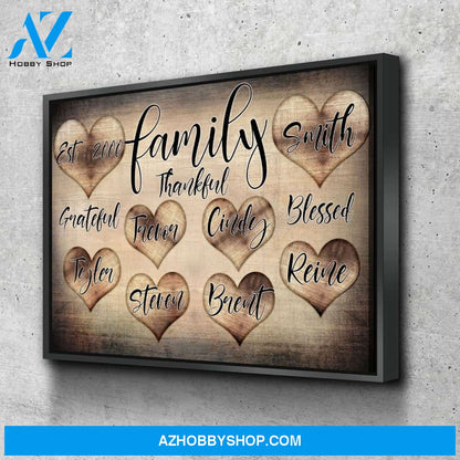 Personalized Family Grateful Thankful Blessed Premium Canvas