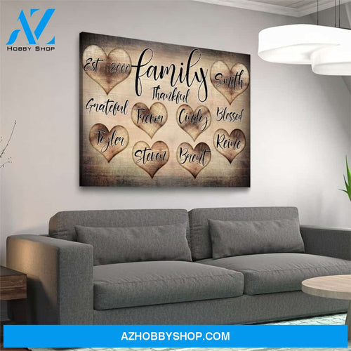 Personalized Family Grateful Thankful Blessed Premium Canvas