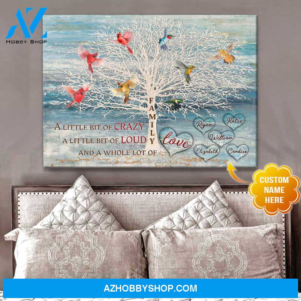 Personalized Family Name Canvases Cardinal and Hummingbird and a whole lot of love Wall Art Decor