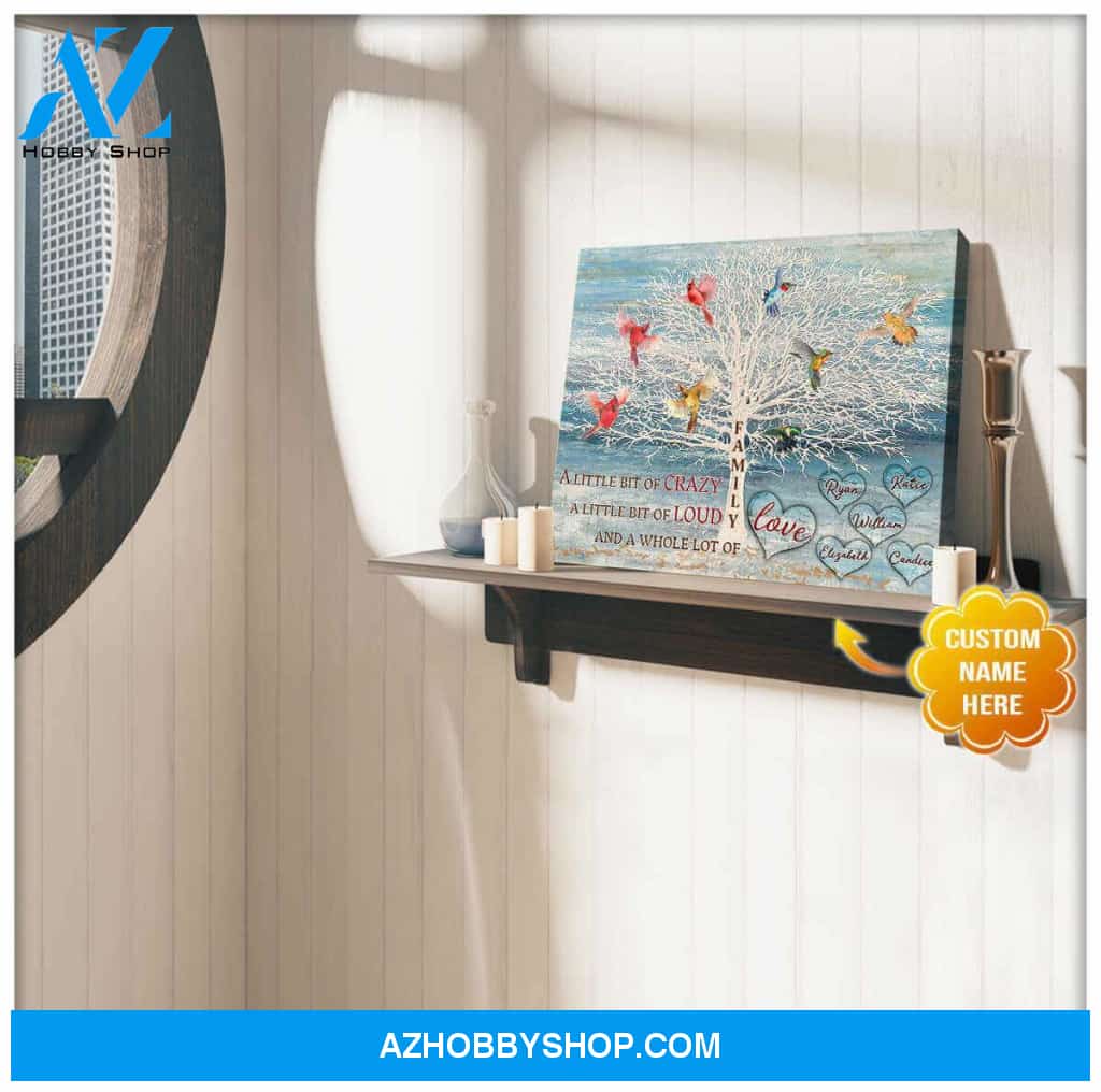 Personalized Family Name Canvases Cardinal and Hummingbird and a whole lot of love Wall Art Decor