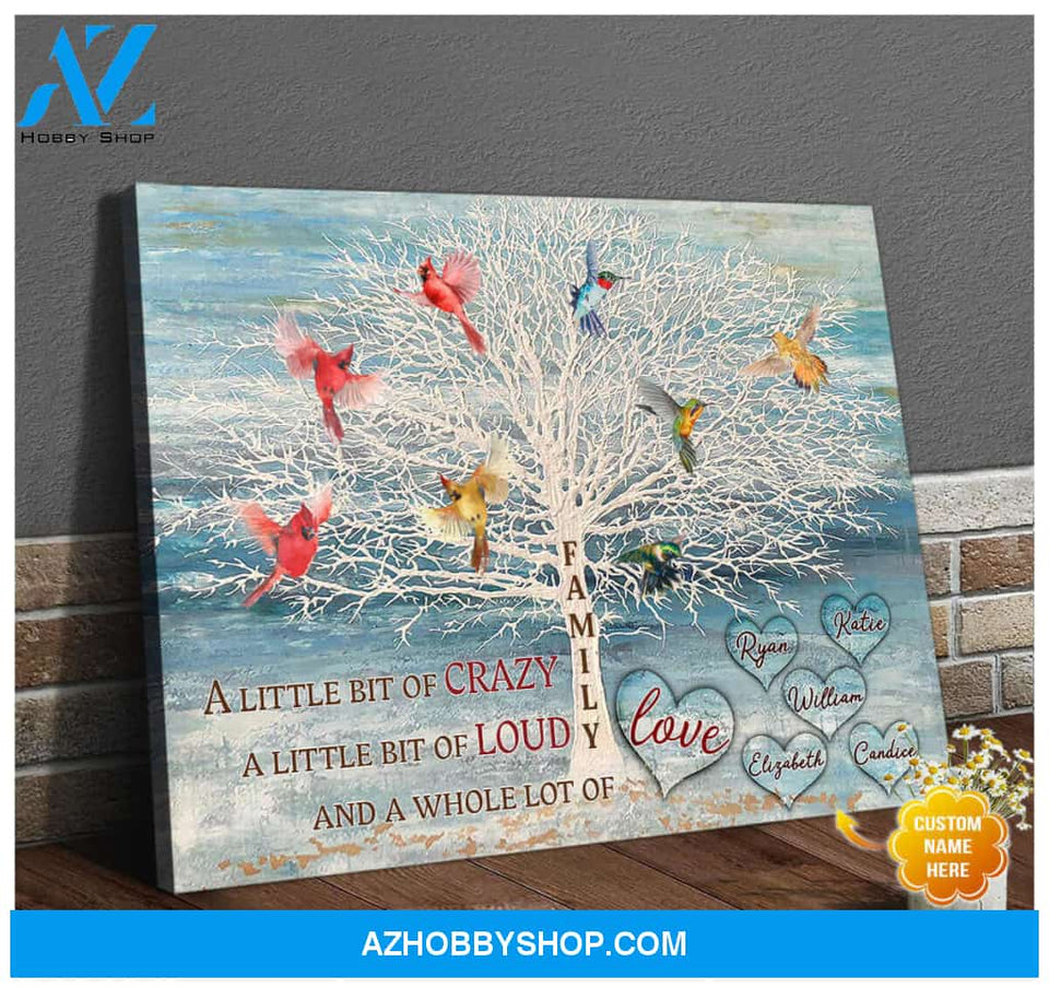 Personalized Family Name Canvases Cardinal and Hummingbird and a whole lot of love Wall Art Decor
