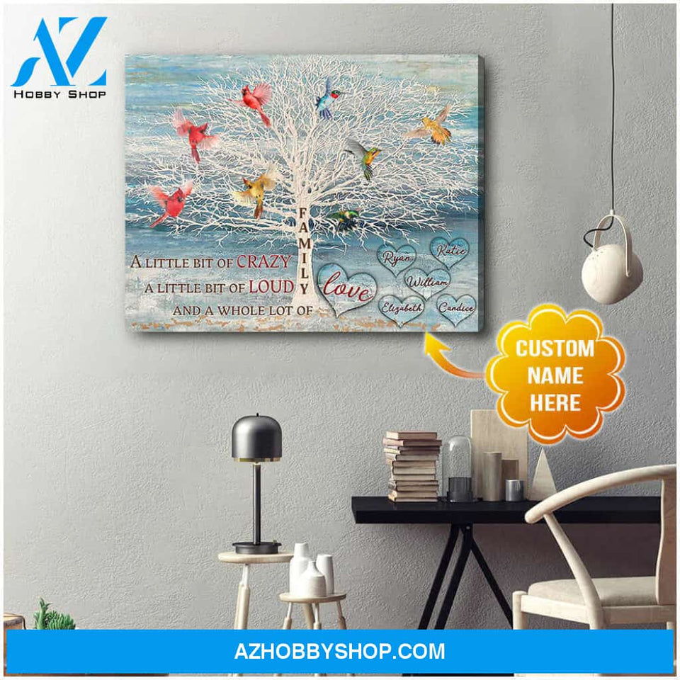Personalized Family Name Canvases Cardinal and Hummingbird and a whole lot of love Wall Art Decor