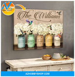 Personalized Family Name Hummingbird Wall Art Canvas