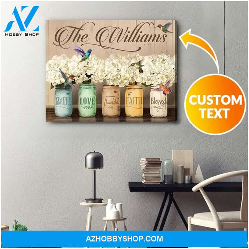 Personalized Family Name Hummingbird Wall Art Canvas