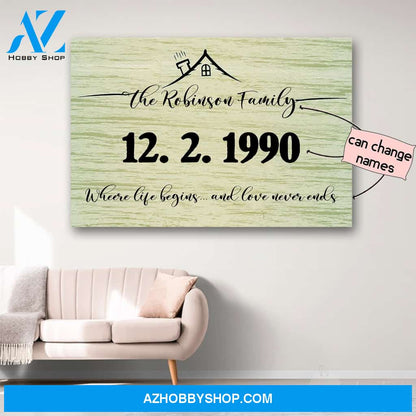 Personalized Family Name Quote Canvas Print Wall Art - Matte Canvas