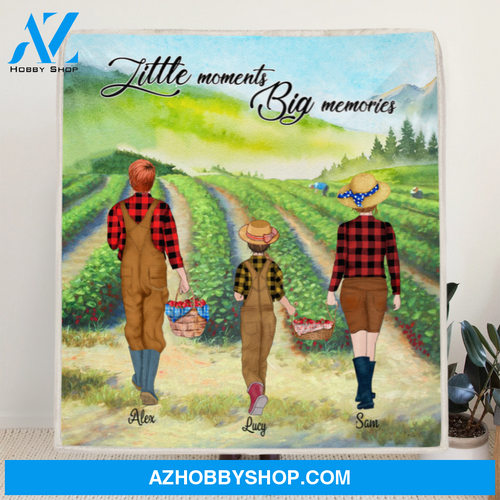 Personalized Family Picking Fruits in Summer Weekend/Summer Holiday - Fleece Blanket - Best Gift for Family - Little Moments Big Memories- IEIGLG