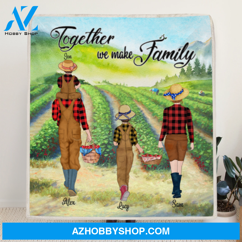 Personalized Family Picking Fruits in Summer Weekend/Summer Holiday - Fleece Blanket - Best Gift for Couple/ Family - Together We make Family - IEIGLG