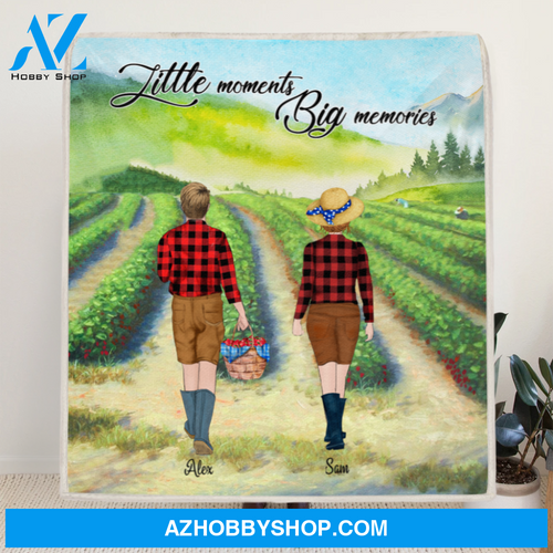 Personalized Family Picking Fruits in Summer Weekend/Summer Holiday - Fleece Blanket - Best Gift for Couple - Little Moments Big Memories - IEIGLG
