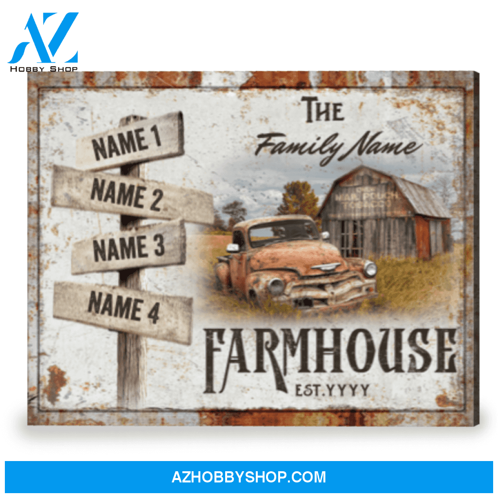 Personalized Family Wall Art With Names Farmhouse Sign Canvas Print