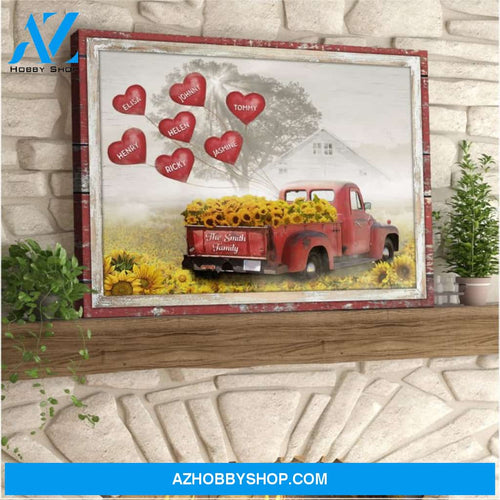 Personalized Family Wall Decor Beautiful Sunflower Art Custom Names Canvas Print Ohcanvas