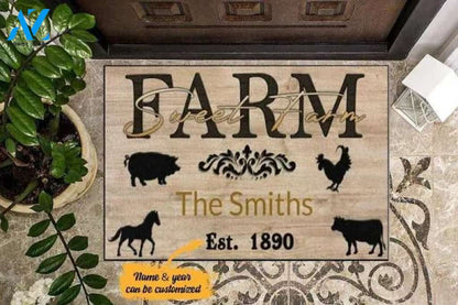 Personalized Farm Sweet Farm Doormat Farm Life Lover Mat Animal Doormat Welcome Mat Farm Rug Farmer House Decor Housewarming Gift Gift for Famer Friend for Farm Animal Lovers