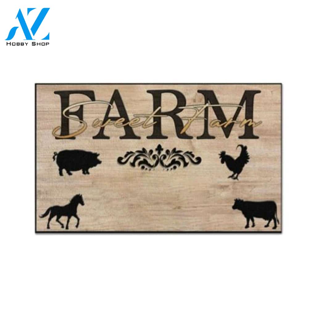 Personalized Farm Sweet Farm Doormat Farm Life Lover Mat Animal Doormat Welcome Mat Farm Rug Farmer House Decor Housewarming Gift Gift for Famer Friend Family Gift for Farm Animal Lovers