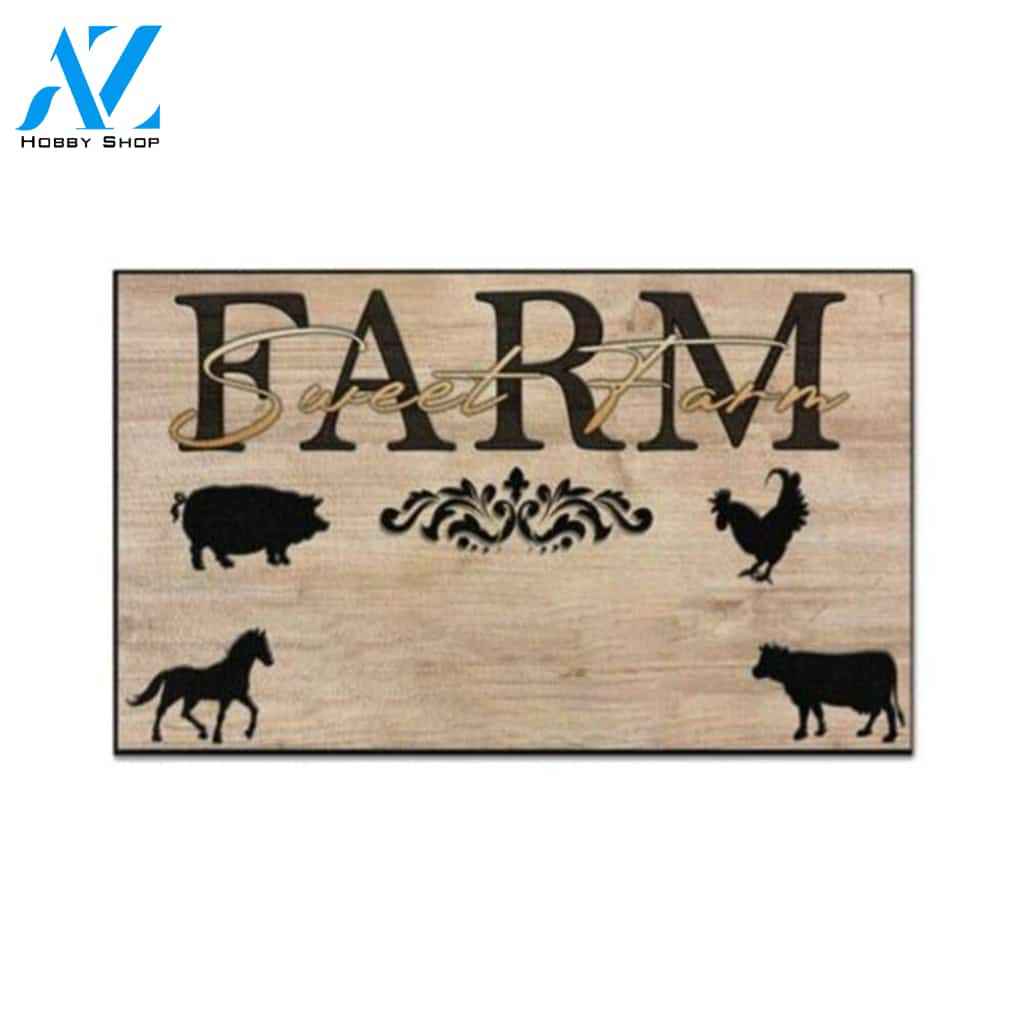 Personalized Farm Sweet Farm Doormat Farm Life Lover Mat Animal Doormat Welcome Mat Farm Rug Farmer House Decor Housewarming Gift Gift for Famer Friend Family Gift for Farm Animal Lovers