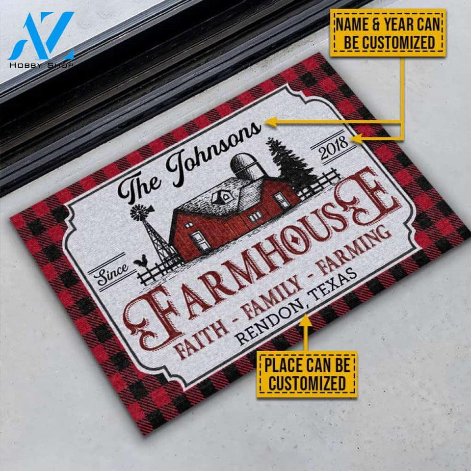 Personalized Farmhouse Faith Family Farming Custom Doormat
