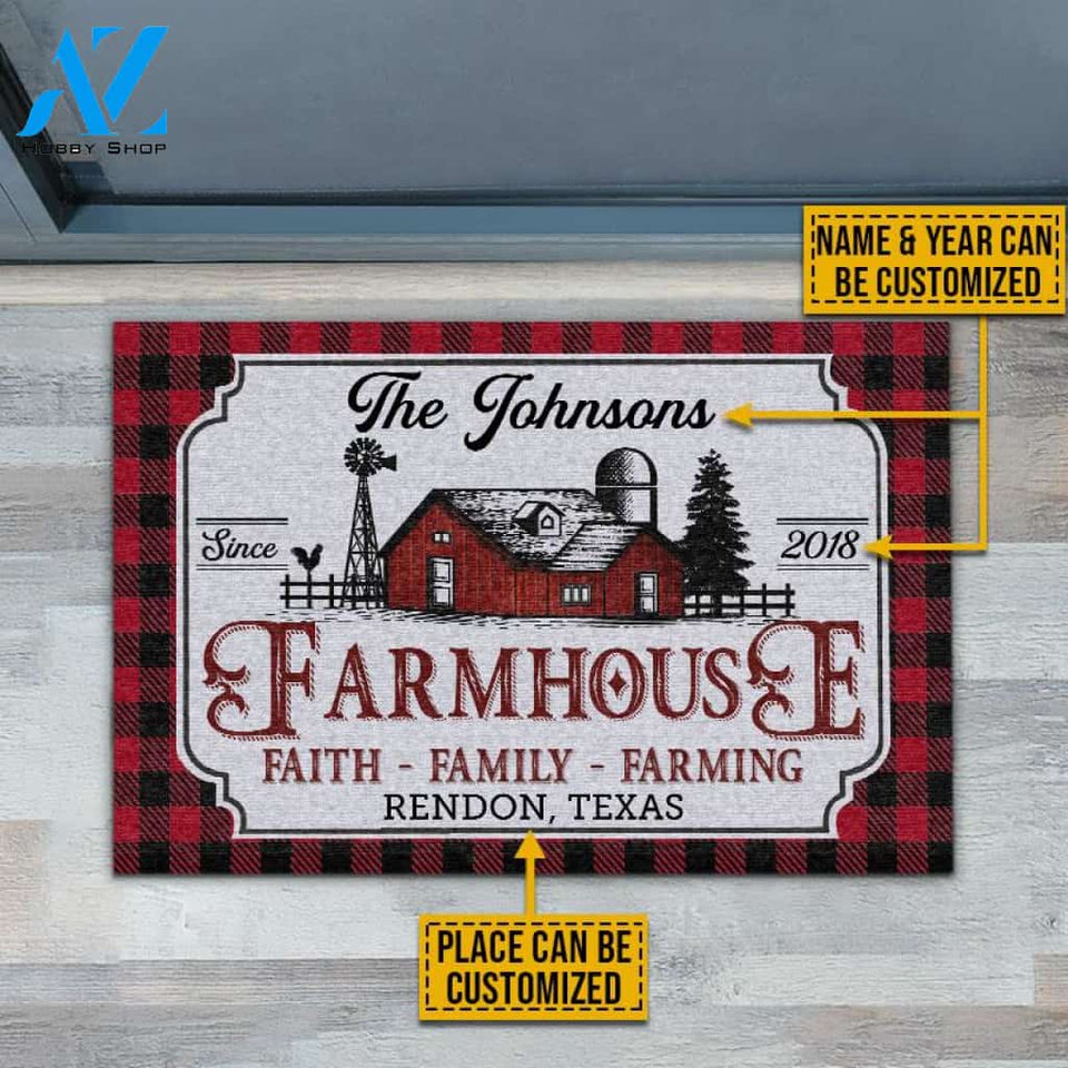 Personalized Farmhouse Faith Family Farming Custom Doormat