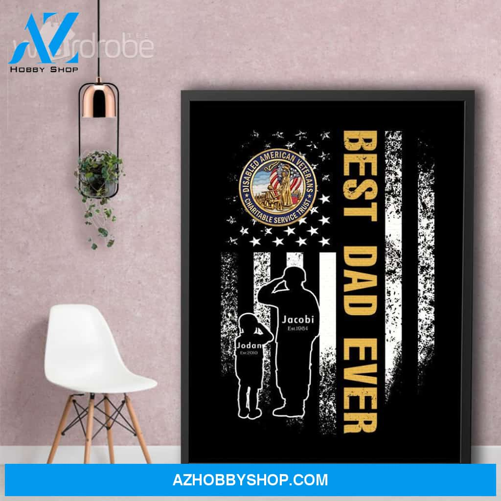 Personalized Father's Day Gift Custom Canvas Dad And Son Disabled American Veterans 1