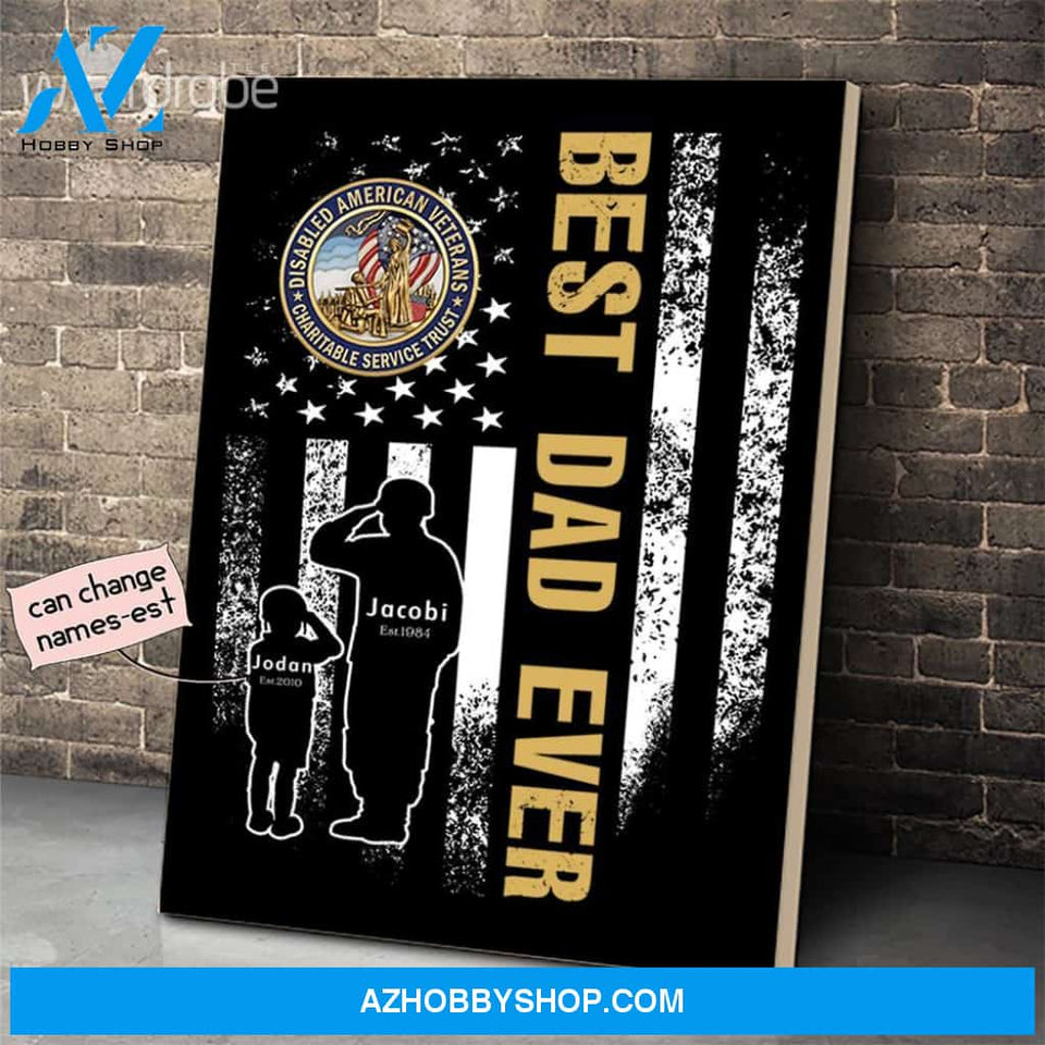 Personalized Father's Day Gift Custom Canvas Dad And Son Disabled American Veterans 1