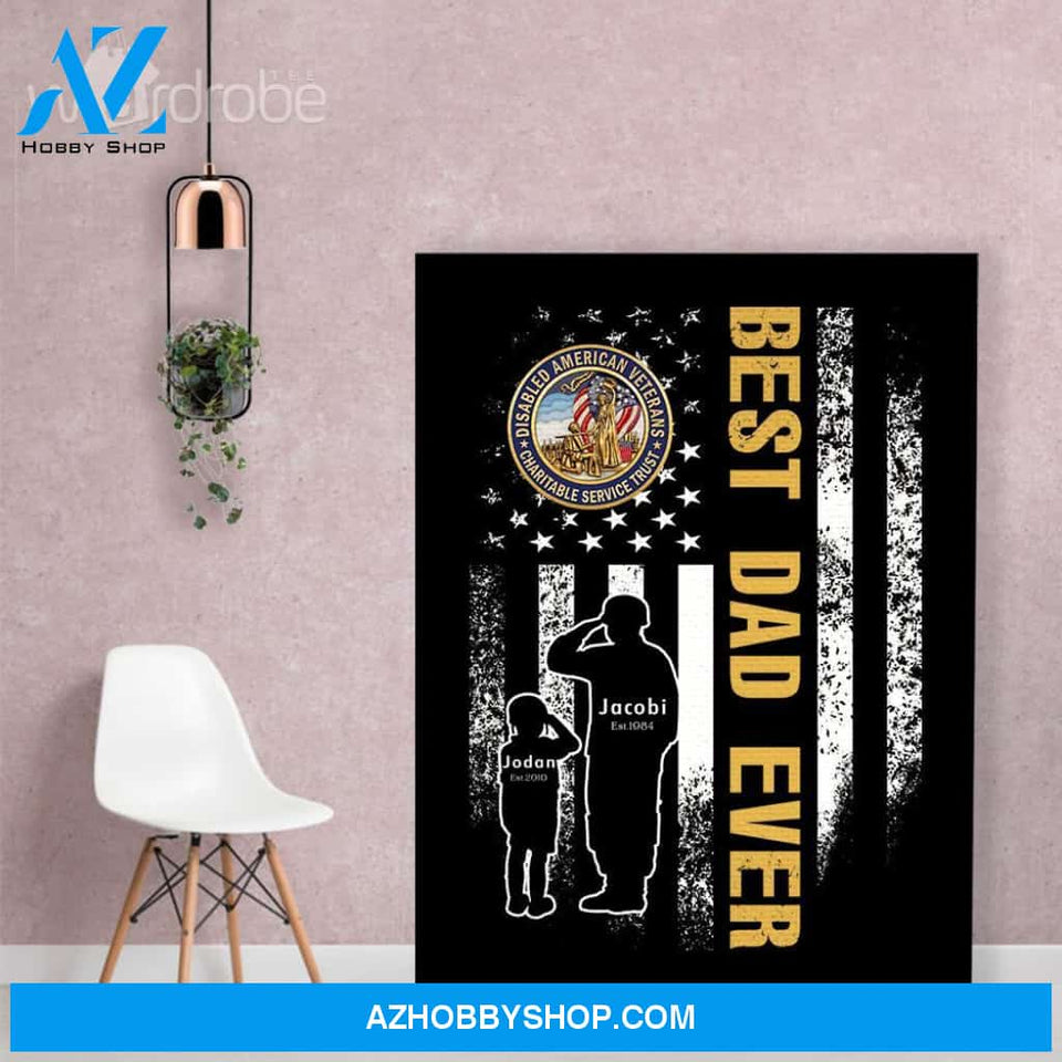 Personalized Father's Day Gift Custom Canvas Dad And Son Disabled American Veterans 1