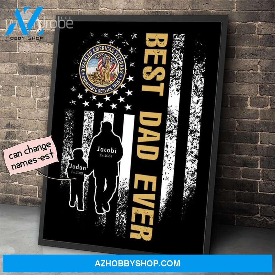 Personalized Father's Day Gift Custom Canvas Dad And Son Disabled American Veterans