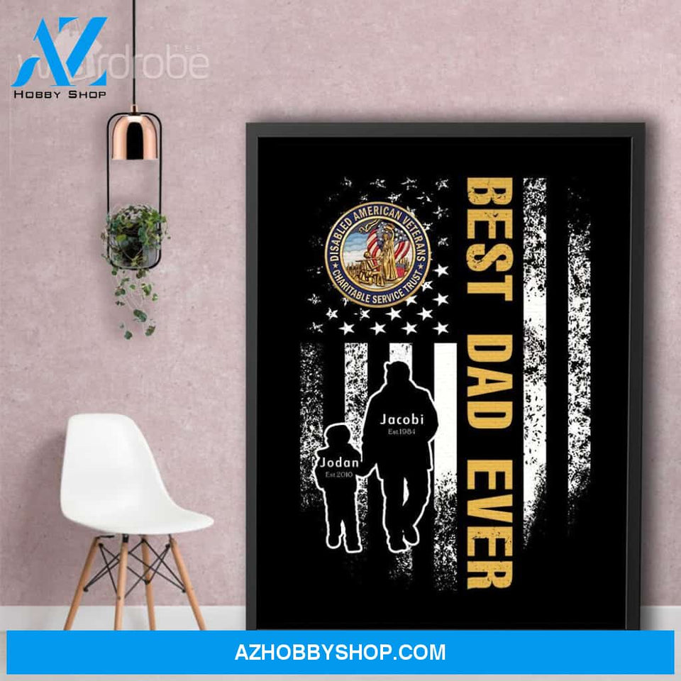 Personalized Father's Day Gift Custom Canvas Dad And Son Disabled American Veterans