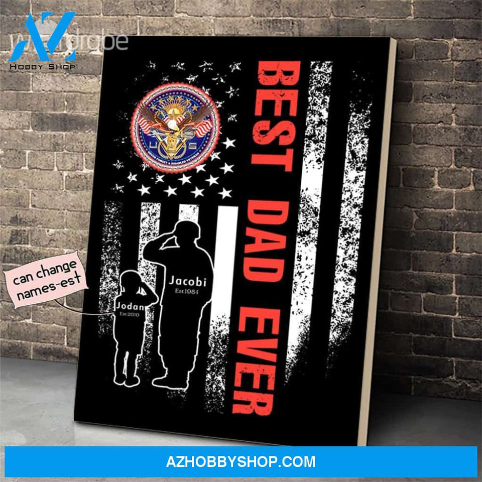 Personalized Father's Day Gift Custom Canvas Dad And Son Never Forget A Disabled Veteran 1