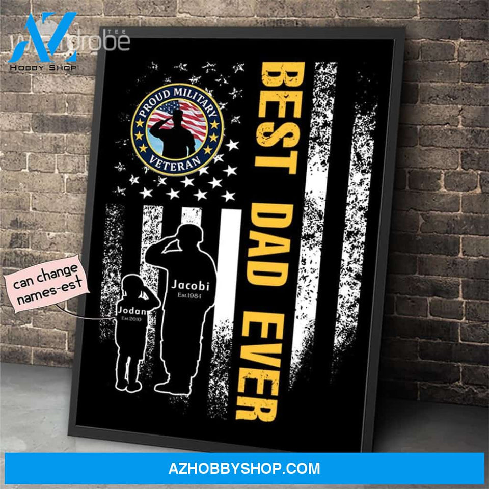 Personalized Father's Day Gift Custom Canvas Dad And Son Proud Military Veteran 1