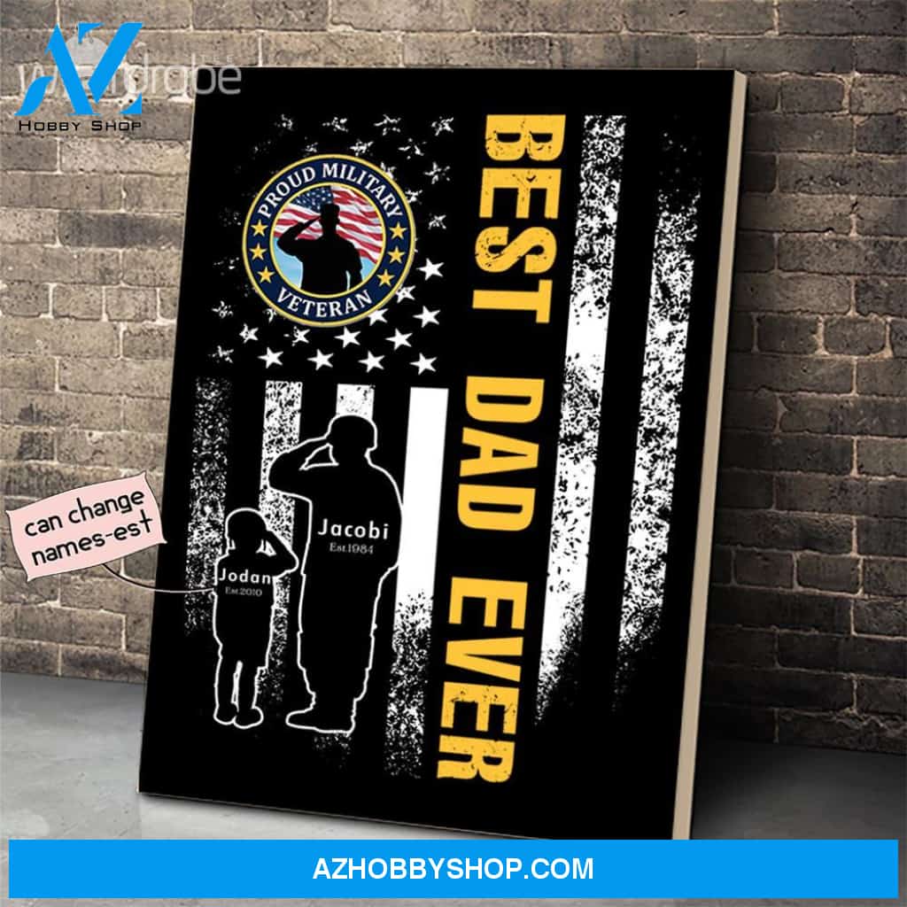 Personalized Father's Day Gift Custom Canvas Dad And Son Proud Military Veteran 1