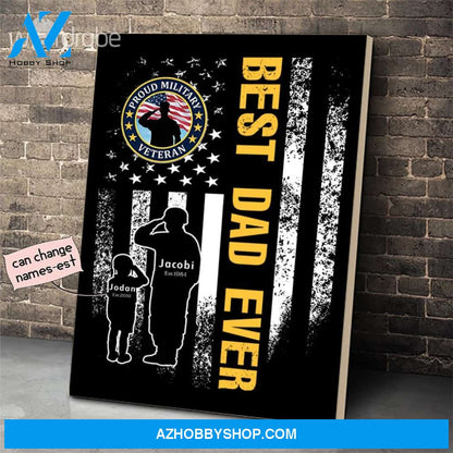 Personalized Father's Day Gift Custom Canvas Dad And Son Proud Military Veteran 1