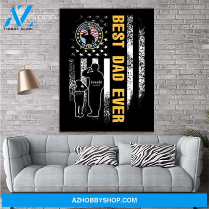Personalized Father's Day Gift Custom Canvas Dad And Son Proud Military Veteran 1