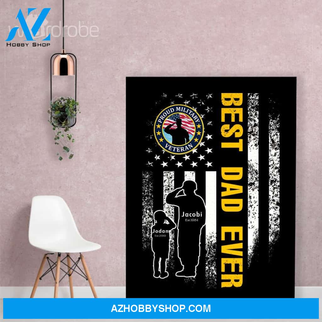 Personalized Father's Day Gift Custom Canvas Dad And Son Proud Military Veteran 1